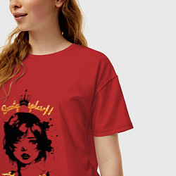 Футболка оверсайз женская Девушка сплэш - золотистый, цвет: красный — фото 2