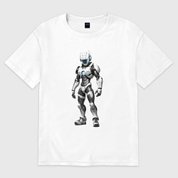 Футболка оверсайз женская Робот кибергеймер, цвет: белый