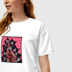 Футболка оверсайз женская Рука с котиками, цвет: белый — фото 2