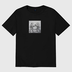 Футболка оверсайз женская Боевые лягушки, цвет: черный