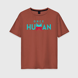 Женская футболка оверсайз Once human logo