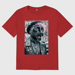 Женская футболка оверсайз Чувак модная пантера из Нью-Йорка