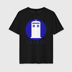 Женская футболка оверсайз Blue tardis