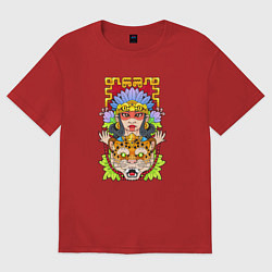 Футболка оверсайз женская Принцесса ягуар, цвет: красный