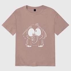 Футболка оверсайз женская Белый слон, цвет: пыльно-розовый