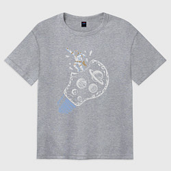 Футболка оверсайз женская Космос в лампочке, цвет: меланж