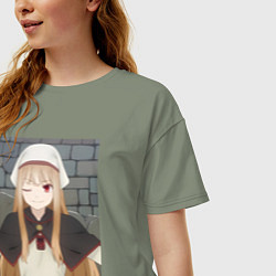 Футболка оверсайз женская Волчица и пряности Холо в платке, цвет: авокадо — фото 2