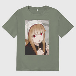 Футболка оверсайз женская Волчица и пряности Холо монашка, цвет: авокадо