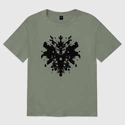 Футболка оверсайз женская Тест Роршаха - психоделическая абстракция, цвет: авокадо