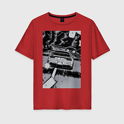 Футболка оверсайз женская Авто jdm, цвет: красный