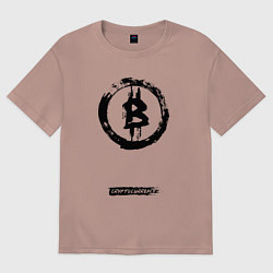 Футболка оверсайз женская Биткоин - криптовалюта символ, цвет: пыльно-розовый