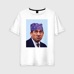 Футболка оверсайз женская Michael Scott - Prison mike the office meme, цвет: белый