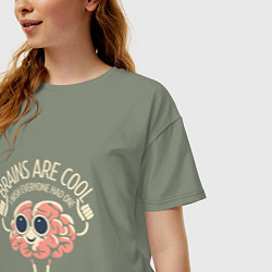 Футболка оверсайз женская Мозги - это круто, цвет: авокадо — фото 2