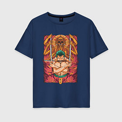 Футболка оверсайз женская One piece Зоро бог, цвет: тёмно-синий