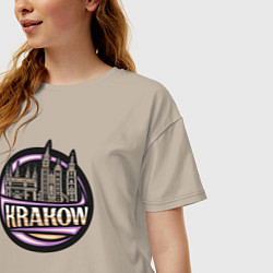 Футболка оверсайз женская Krakow Poland, цвет: миндальный — фото 2