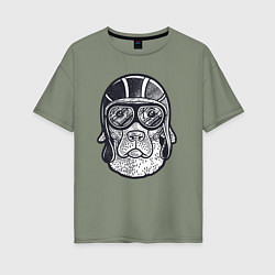 Футболка оверсайз женская Пёс авиатор, цвет: авокадо