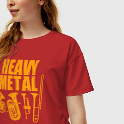 Футболка оверсайз женская Heavy metal - медные духовые, цвет: красный — фото 2