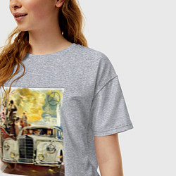 Футболка оверсайз женская Mercedes-benz ретро автомобиль, цвет: меланж — фото 2