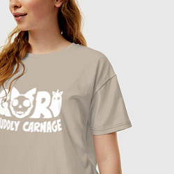 Футболка оверсайз женская Goro cuddly carnage logotype, цвет: миндальный — фото 2