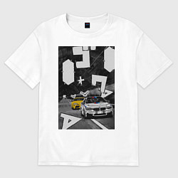 Футболка оверсайз женская BMW автомобиль initial d, цвет: белый