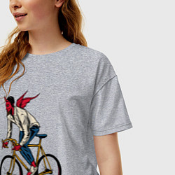 Футболка оверсайз женская Демон велосипедист, цвет: меланж — фото 2