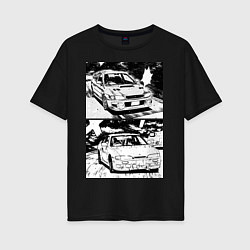 Футболка оверсайз женская Nissan silvia subaru forester, цвет: черный