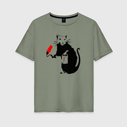 Футболка оверсайз женская Banksy rat, цвет: авокадо