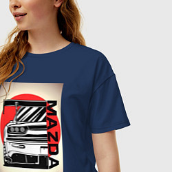 Футболка оверсайз женская Mazda rx-7 автомобиль гоночный jdm, цвет: тёмно-синий — фото 2