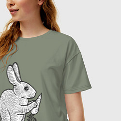 Футболка оверсайз женская Зайчик и морковка, цвет: авокадо — фото 2