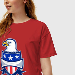 Футболка оверсайз женская Орёл и американский щит, цвет: красный — фото 2