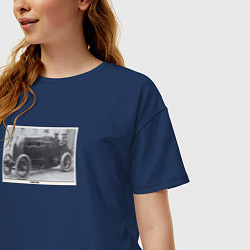 Футболка оверсайз женская Retro car Fiat S76, цвет: тёмно-синий — фото 2
