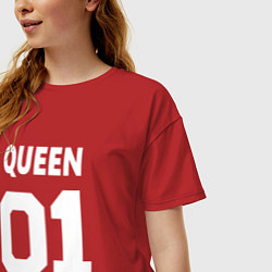 Футболка оверсайз женская Футбольная надпись 01 королева, цвет: красный — фото 2