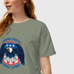 Футболка оверсайз женская Борец за свободу - дух орла, цвет: авокадо — фото 2