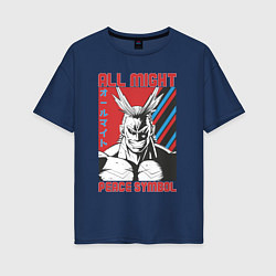 Женская футболка оверсайз Моя геройская академия All Might pease symbol