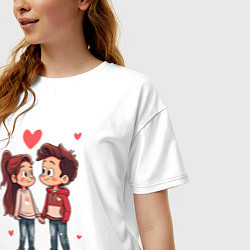 Футболка оверсайз женская Влюблённые подростки, цвет: белый — фото 2