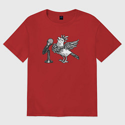 Футболка оверсайз женская Попугай певец, цвет: красный