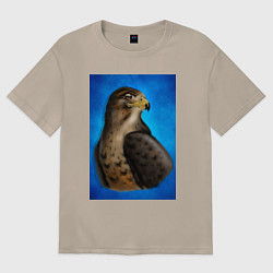 Футболка оверсайз женская Портрет футбольного сокола, цвет: миндальный