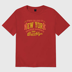 Футболка оверсайз женская New York Brooklyn, цвет: красный