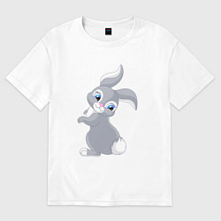 Футболка оверсайз женская Веселый красивый заяц русак, цвет: белый