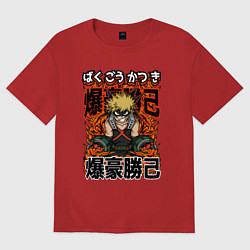 Футболка оверсайз женская Моя геройская академия Каччан, цвет: красный