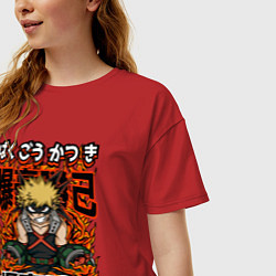 Футболка оверсайз женская Моя геройская академия Каччан, цвет: красный — фото 2