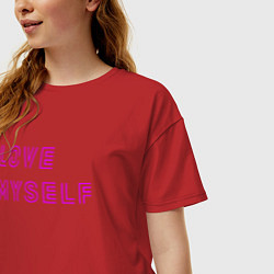 Футболка оверсайз женская Надпись love myself BTS, цвет: красный — фото 2