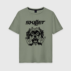 Футболка оверсайз женская Skillet - rock dog, цвет: авокадо