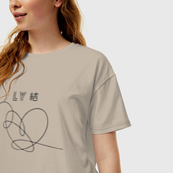Футболка оверсайз женская BTS Love, цвет: миндальный — фото 2