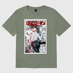 Футболка оверсайз женская Человек-бензопила Makima Макима, цвет: авокадо