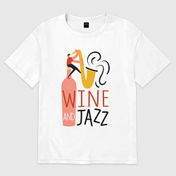 Футболка оверсайз женская Винишко и джаз, цвет: белый