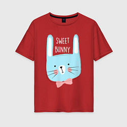 Футболка оверсайз женская Sweet bunny, цвет: красный