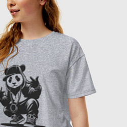 Футболка оверсайз женская Панда хип-хоп, цвет: меланж — фото 2