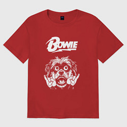 Футболка оверсайз женская David Bowie rock dog, цвет: красный
