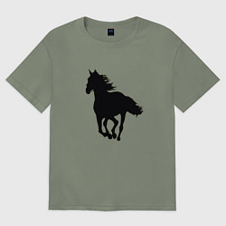Футболка оверсайз женская Силуэт коня, цвет: авокадо